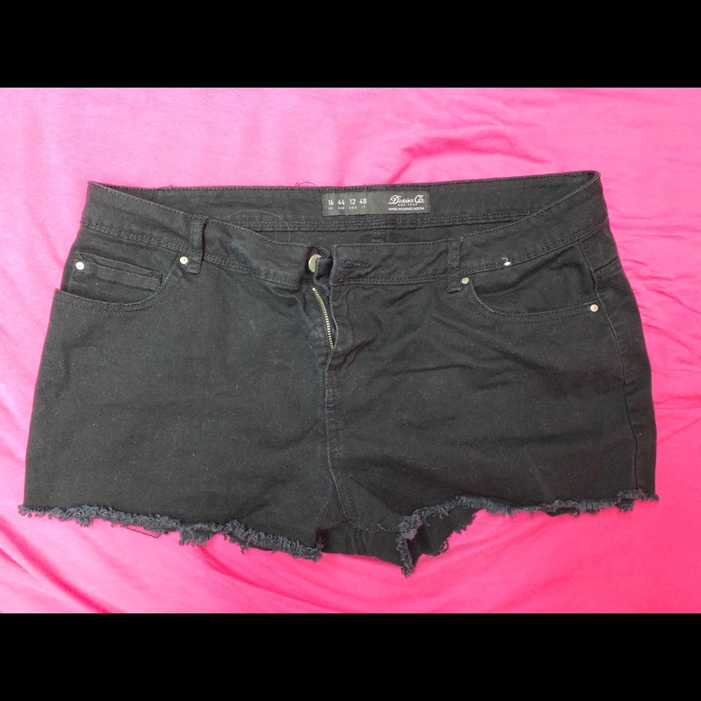 Black denim shorts
